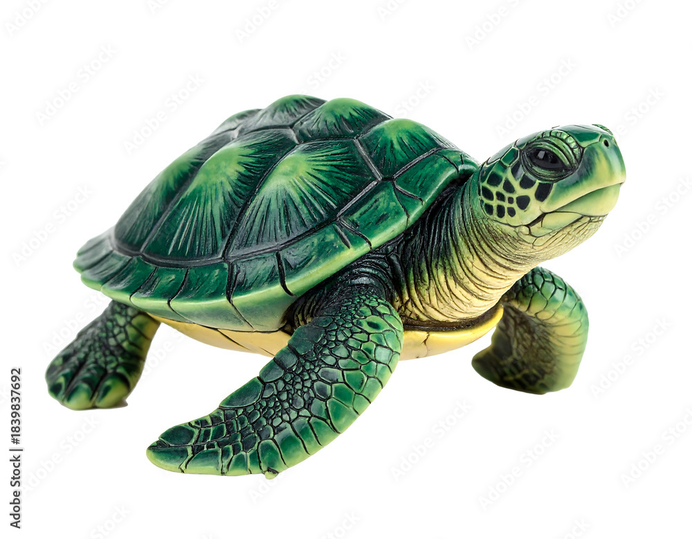 Obraz premium Detailed Sea Turtle Figurine with Natural Green Tones