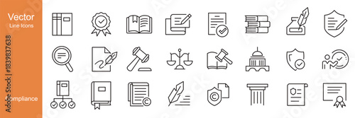 Compliance Icons - Vector Line. Editable Stroke.