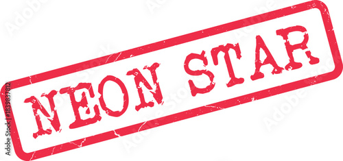 Promotional red distressed rubber stamp featuring the prominent phrase Neon Star for branding elements