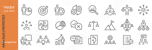 Management Icons - Vector Line. Editable Stroke.