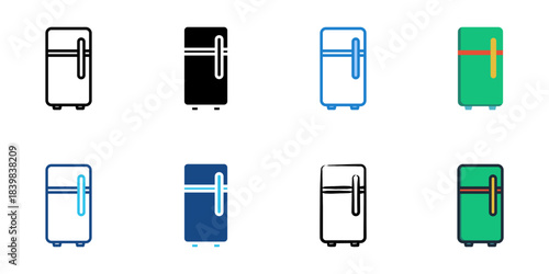 Refrigerator icon set multiple style vector collection. Editable Stroke 
