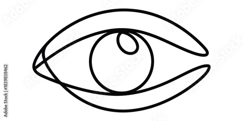 Minimalist continuous line art drawing of a human eye