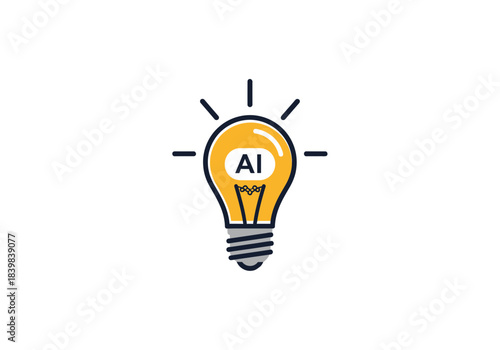 Lightbulb with AI inside, glowing with ideas and innovation.