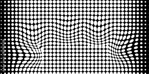 Halftone wave background. Curved gradient texture or pattern. Vector illustration.