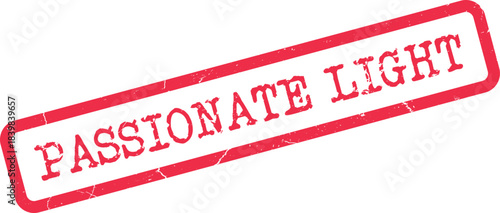 Vibrant Red Grunge Rubber Stamp with Expressive Passionate Light Text Overlay