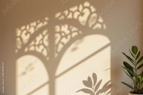 Abstract islamic pattern shadow on wall, ramadan islamic background. Ramadan background. 3d rendering.
