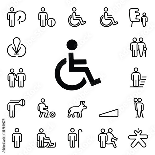 “Accessibility & Disability Line Icon Set – Minimal Outline Style”