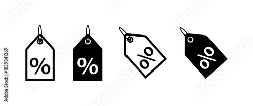 Discount Tag Icon Set, Percentage Symbol Variants for Sale, Offer, Promotion UI Design