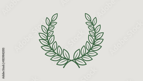 Symbol of Triumph: A minimalist illustration of a laurel wreath, a timeless emblem of victory and accomplishment, presented against a neutral backdrop.