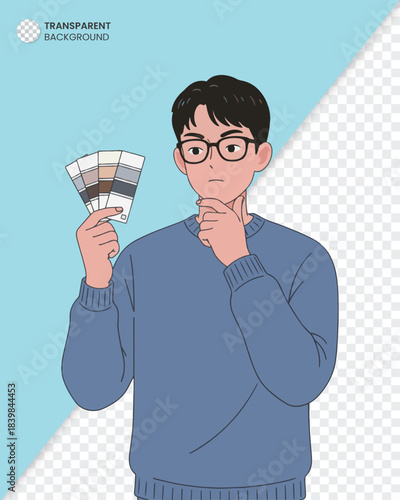 Designer Thinking While Holding Color Swatches