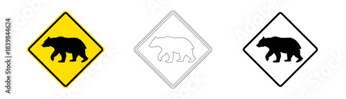 Bear crossing traffic sign in vector format
