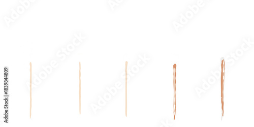 A sequence of five lit matches fading from left to right