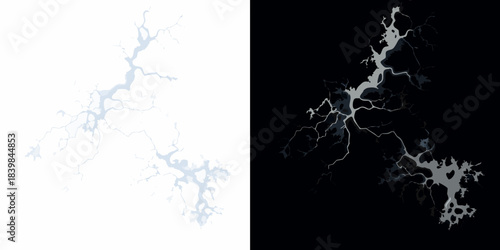 A striking depiction of lightning shown in both light and dark contrast