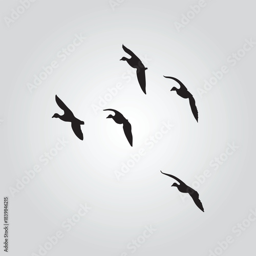 group of flying Duck Hunting vector design silhouette modern logo Decal 