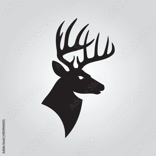 Whitetail Deer with antlers vector design silhouette