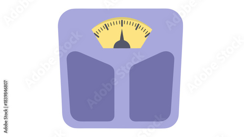Purple Analog Scale With A Yellow Dial And Black Needle On A Black Background Suitable For Health And Fitness Concepts