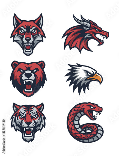 Wallpaper Mural Animal mascot head collection wolf dragon bear eagle tiger snake graphics Torontodigital.ca