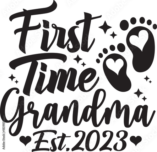 First time grandma est 2023 footprints design