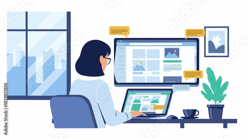 business woman working on laptop