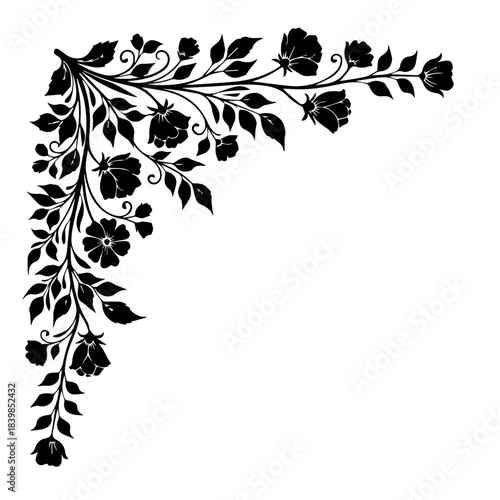 Elegant botanical corner flourish design for decorative borders