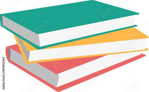 Stack of colorful books isolated on white background