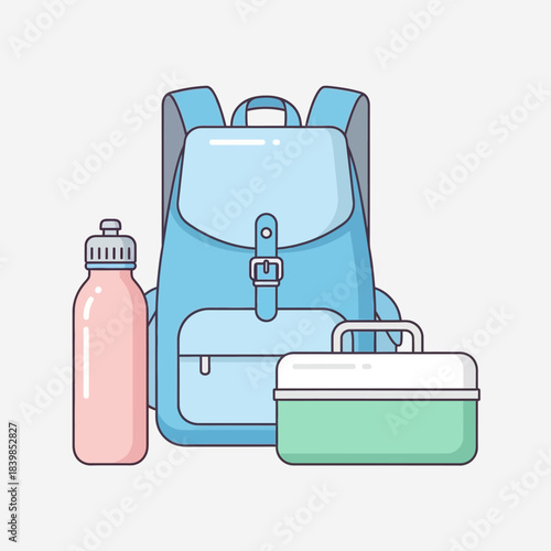 vector illustration of a suitcase bagpack school and bottlw