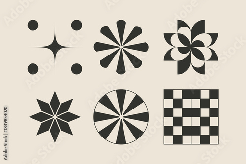 Modern Minimal Geometric Shape Collection in Monochrome. Suitable for branding, pattern design, backgrounds, icons, and contemporary graphic layouts.