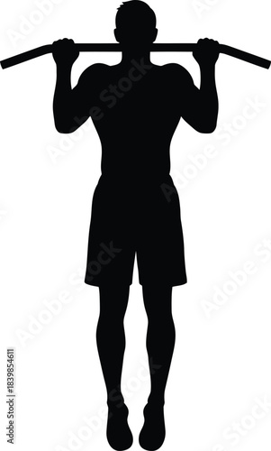 Silhouette of a man performing an overhand pull up