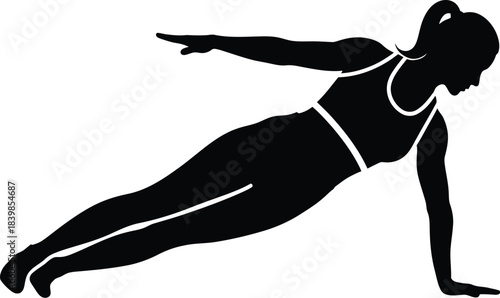 Silhouette of a woman performing a side plank exercise