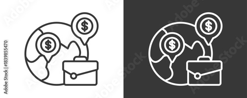 Offshoring Icon Set Vector Collection Isolated In Black And White
