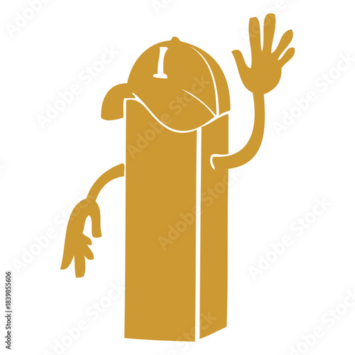 Letter 'I', Friendly Number One: A charming representation of the number one as a personable figure, sporting a cap and extending a welcoming hand in a gesture of friendliness and approachability.