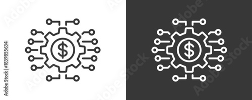 Financial Technology Icon Set Vector Collection Isolated In Black And White
