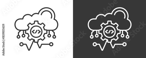 Cloud Programming Icon Set Vector Collection Isolated In Black And White