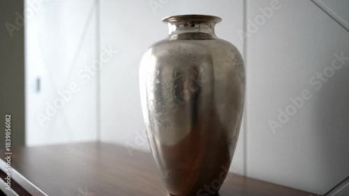 Wallpaper Mural Elegant vase on wooden table against decorative wall panels. Torontodigital.ca