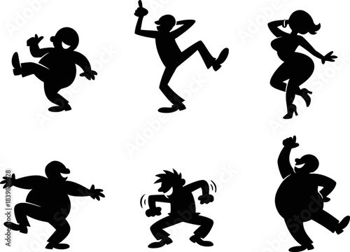 Funny People Dancing Silhouette Set