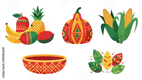 Kwanzaa Harvest Icon Set