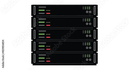 Four black server racks with blinking lights a common sight in data centers silhouette