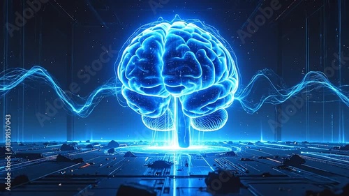 Futuristic Digital Brain with Energy Waves and Technology