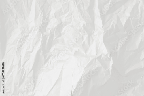 Crumpled paper Cloud dancer color of the year 2026. Texture crumpled paper for your design. Copy space.