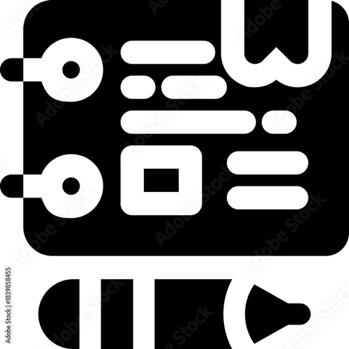 journal glyph icon. Strong and solid vector icon for websites, mobile interfaces, presentations, and visual branding. High quality and easy to edit.