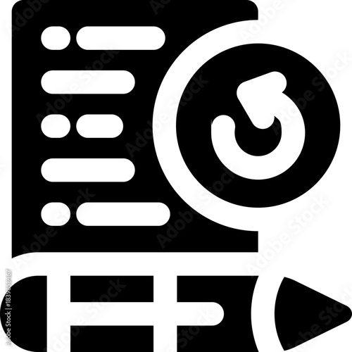 revision glyph icon. Strong and solid vector icon for websites, mobile interfaces, presentations, and visual branding. High quality and easy to edit.