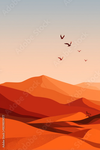 Pyramid Vector Illustration with Orange Gradient, Minimal Geometric Design