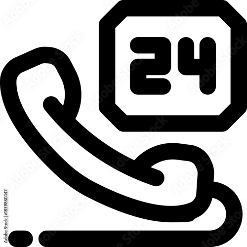 24 hours line icon. Clean and minimalist vector icon for websites, mobile apps, presentations, and logos. Fully scalable and customizable for any project.