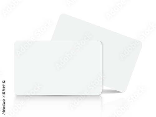 Blank White Rounded Card Mockup – Minimal Business, ID, RFID, and Gift Card Design Template with Soft Shadow – Vector Illustration