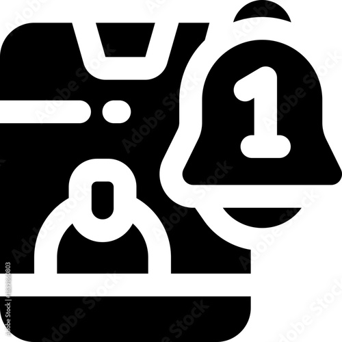 notification glyph icon. Strong and solid vector icon for websites, mobile interfaces, presentations, and visual branding. High quality and easy to edit.