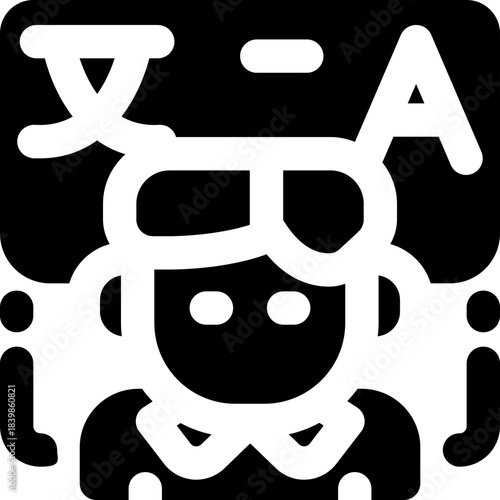 translator glyph icon. Strong and solid vector icon for websites, mobile interfaces, presentations, and visual branding. High quality and easy to edit.