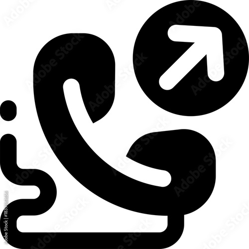 outgoing call glyph icon. Strong and solid vector icon for websites, mobile interfaces, presentations, and visual branding. High quality and easy to edit.