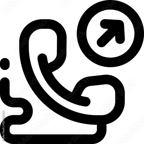 outgoing call line icon. Clean and minimalist vector icon for websites, mobile apps, presentations, and logos. Fully scalable and customizable for any project.