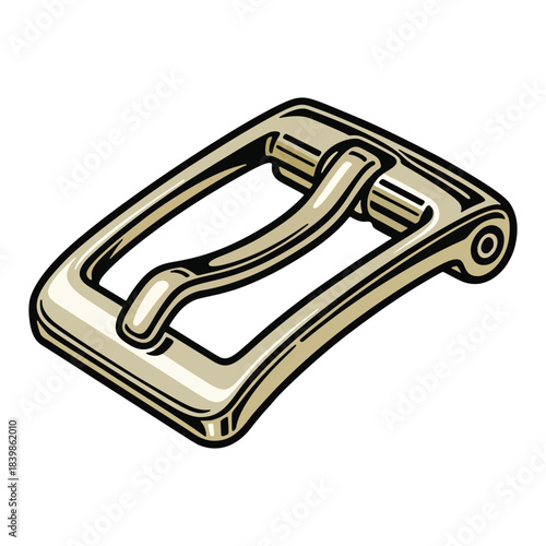 Classic Metal Belt Buckle Vector Graphic Illustration