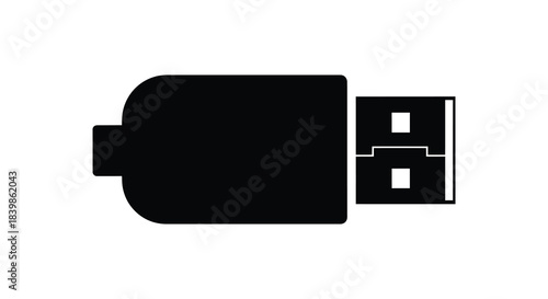 A simple black and white illustration of a usb type c connector a modern design silhouette